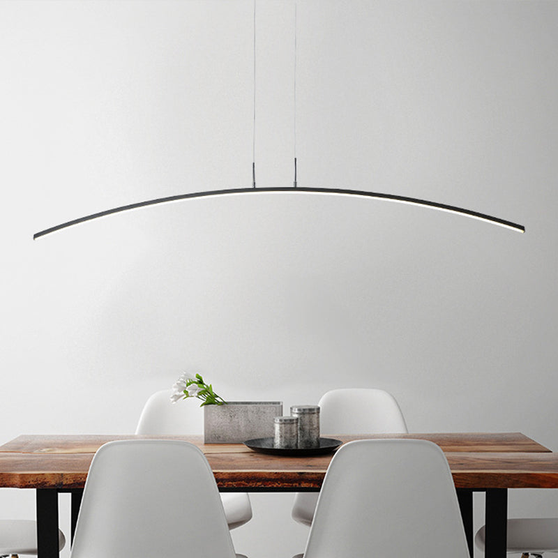 Black/White Arched Island Lighting Simple Style Acrylic LED Hanging Pendant Light in Warm/White Light