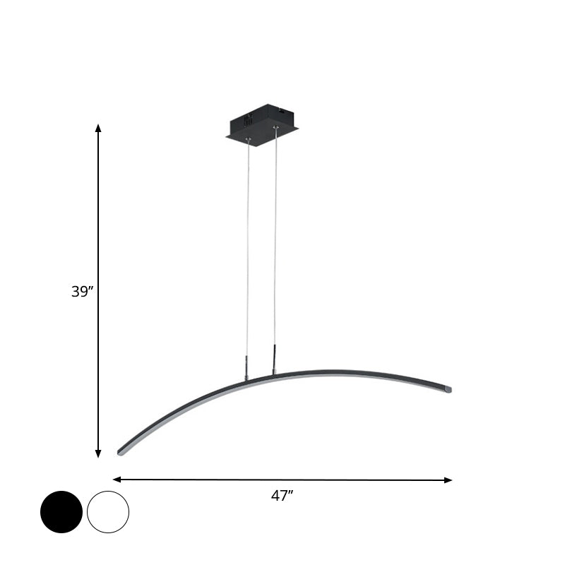 Black/White Arched Island Lighting Simple Style Acrylic LED Hanging Pendant Light in Warm/White Light