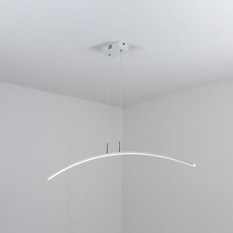 Black/White Arched Island Lighting Simple Style Acrylic LED Hanging Pendant Light in Warm/White Light