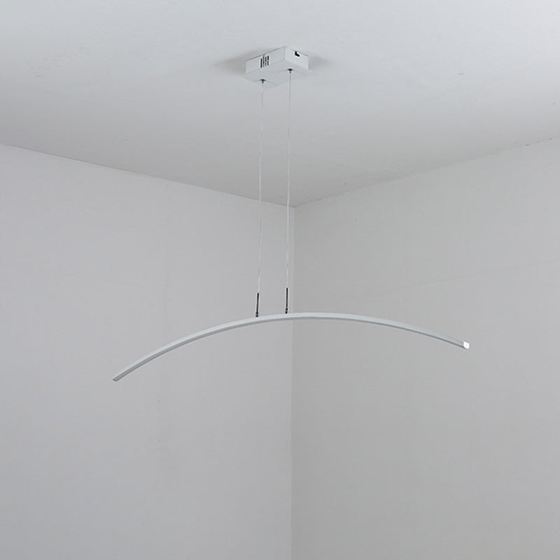 Black/White Arched Island Lighting Simple Style Acrylic LED Hanging Pendant Light in Warm/White Light