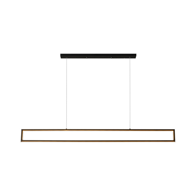 Lámpara colgante rectangular de 39 "/47" de ancho Simplicidad de aluminio Comedor LED Island Coste en luz cálida/blanca