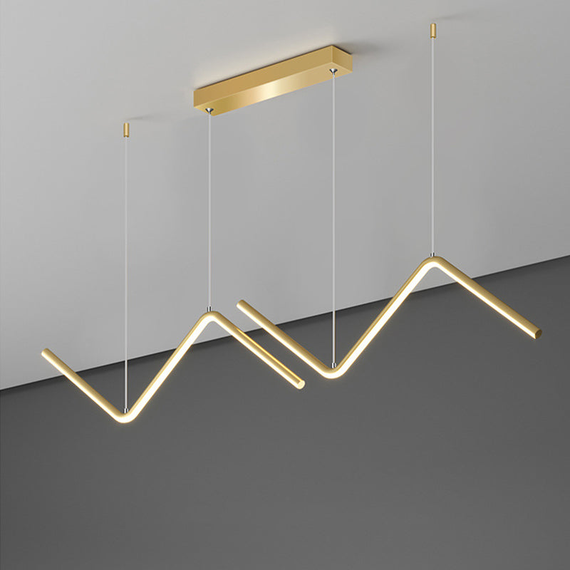 Zickzack Anhänger Leuchte Minimalismus Aluminium Esszimmer LED -Deckenlicht in Schwarz/Gold