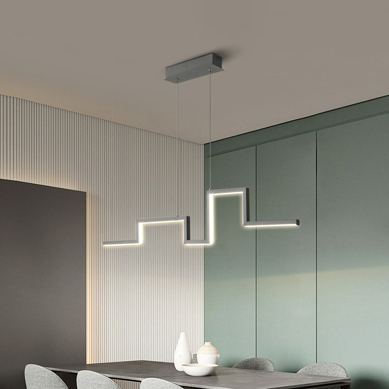 31,5 "/39" W Linear Kitchen Island Lighting Metal Minimalistic LED sospeso a LED in Black/Grey, Luce calda/Bianca