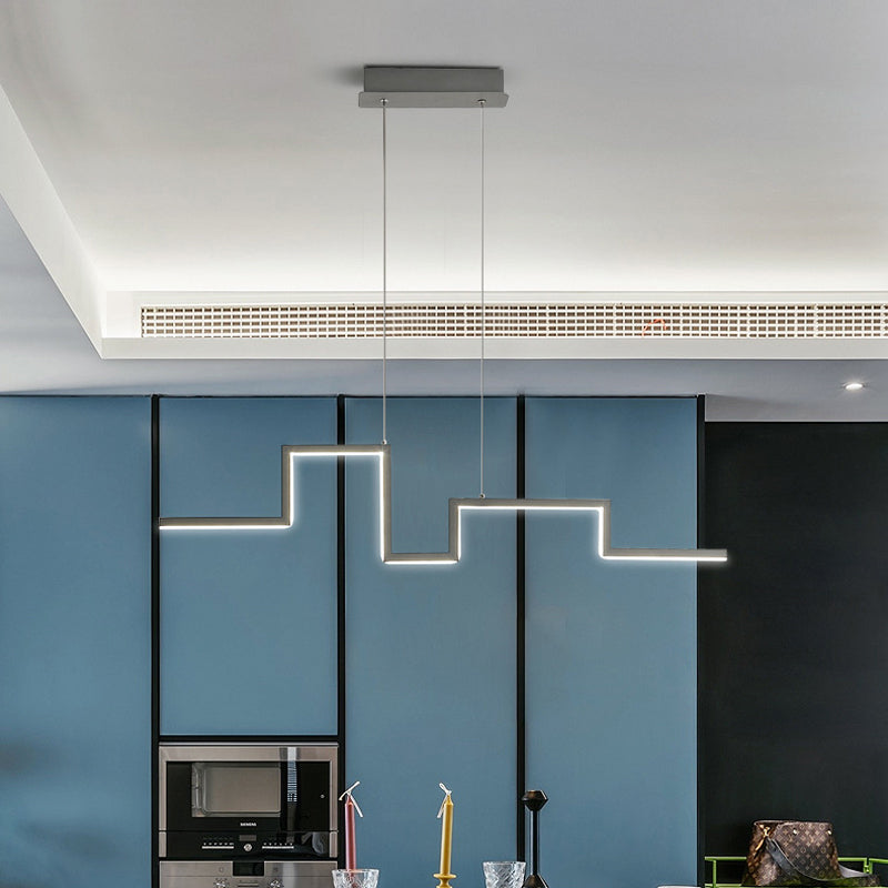 31,5 "/39" W Linear Kitchen Island Lighting Metal Minimalistic LED sospeso a LED in Black/Grey, Luce calda/Bianca