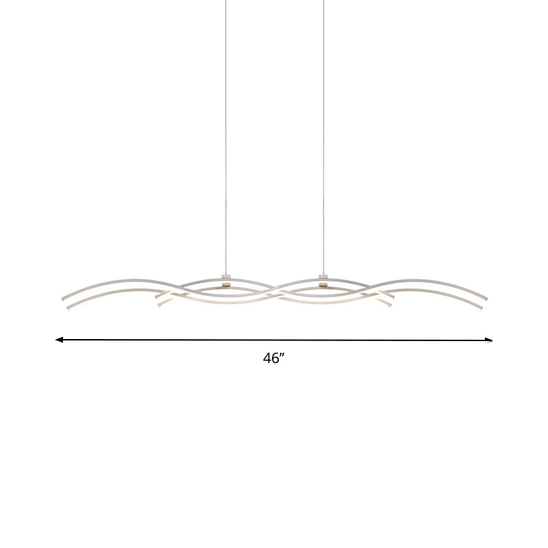 Silver Wave Island Pendant Light Simplicity Acrylic LED Suspended Lighting Fixture in Warm/White Light