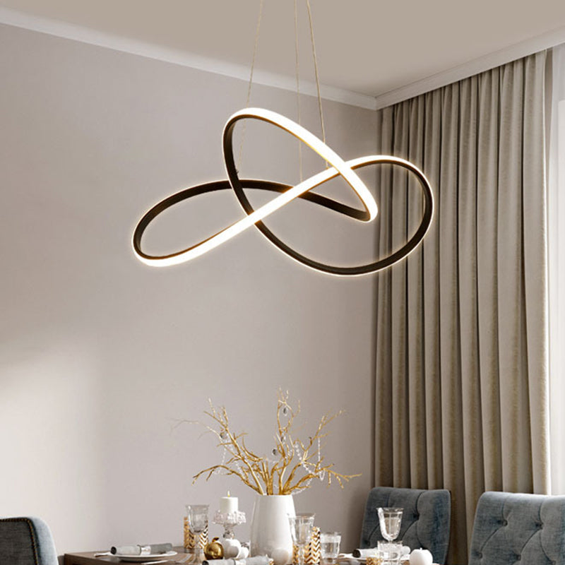 Cycle Pendant Light Fixture Simplicity Acrylic Black/White LED Chandelier in Warm/White Light, 19.5"/27.5" Width