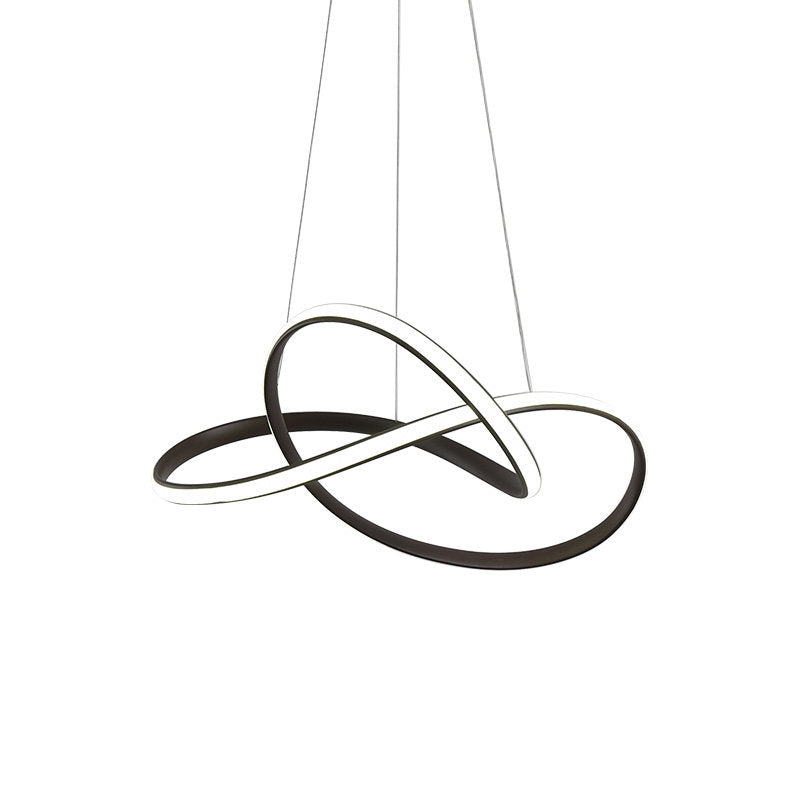 Cycle Pendant Light Fixture Simplicity Acrylic Black/White LED Chandelier in Warm/White Light, 19.5"/27.5" Width