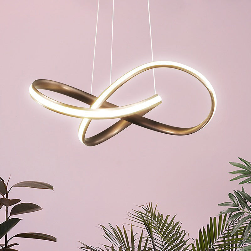 Verstrengelde kroonluchter licht moderne stijl aluminium led eetkamer drop lamp in zwart/wit/koffie, 19,5 "/27,5" w