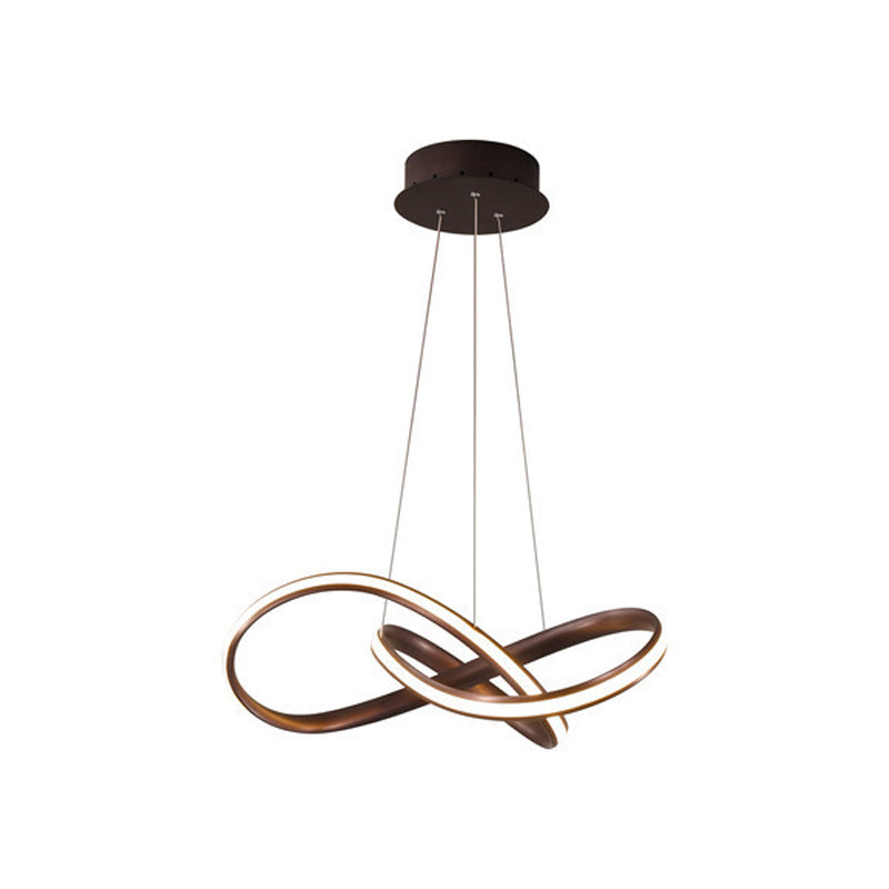 Verstrengelde kroonluchter licht moderne stijl aluminium led eetkamer drop lamp in zwart/wit/koffie, 19,5 "/27,5" w