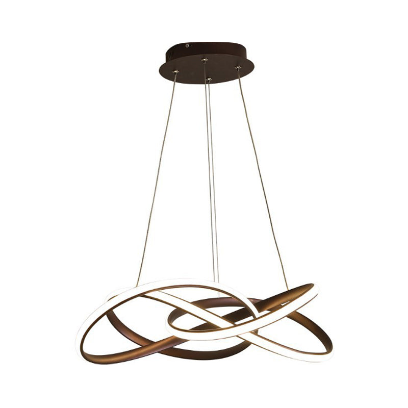 Twist Dining Room Suspension Lamp Aluminum Minimalist LED Chandelier Pendant in Coffee, Warm/White Light