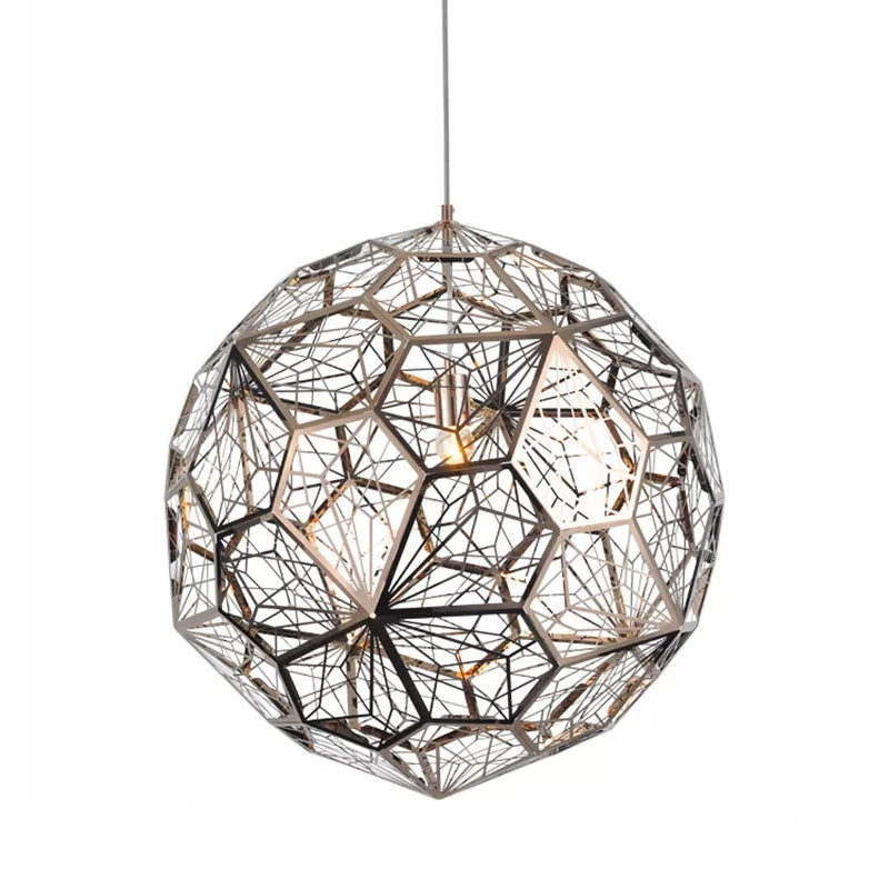 1 bol roestvrij staal slinger licht industrieel zilver/goud/bronzen uitgehold bol druppel hanger, 10 "/12" w