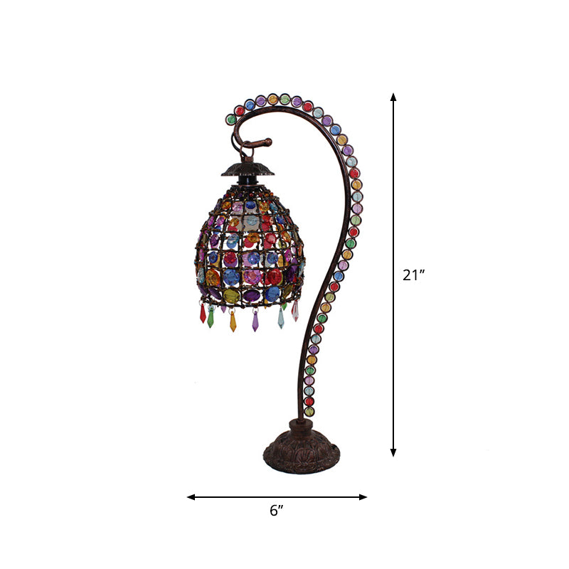 Lampe de table de salon de cloche perle Bohemian vitrail de cuivre simple cuivre