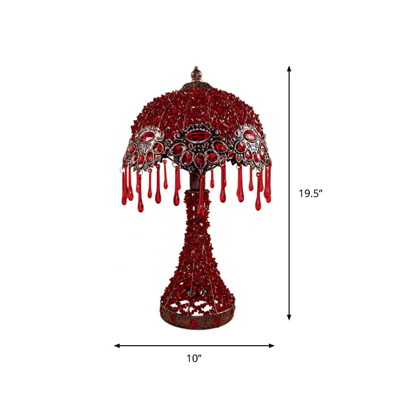 Handgeweven geschulpte nachtkastje lamp Boheemse acryl 1-licht koperen nachtstandlicht licht met druppel franje