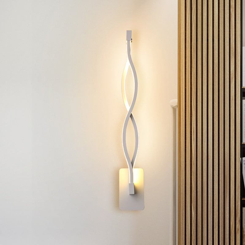 Minimalistische LED -Wandleuchten schwarz/weiße wellige/musikalische Note/gebogene Wandhalterung mit Acrylschatten für Schlafzimmer
