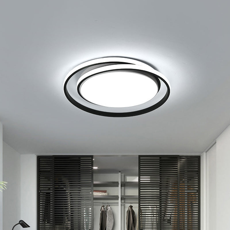 Iluminación de techo acrílica modernista de montaje empotrado LED circular negra/dorada en luz blanca/cálida, 18"/21,5" de ancho