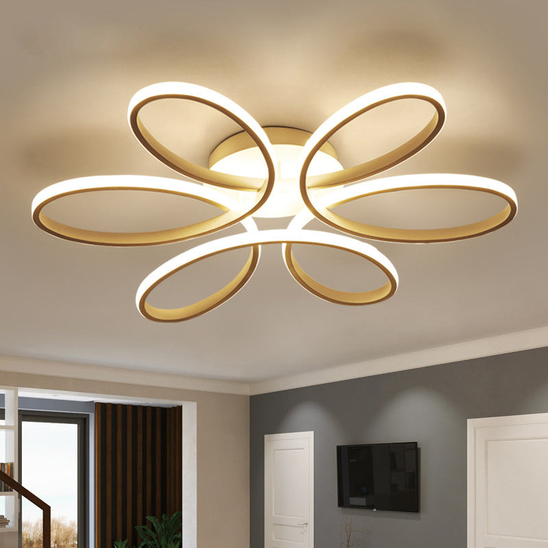 23 "/29" W Minimalistische Bloem Gevormd Flushmount Acryl Woonkamer LED Semi Flush Mount Plafond Licht in Wit