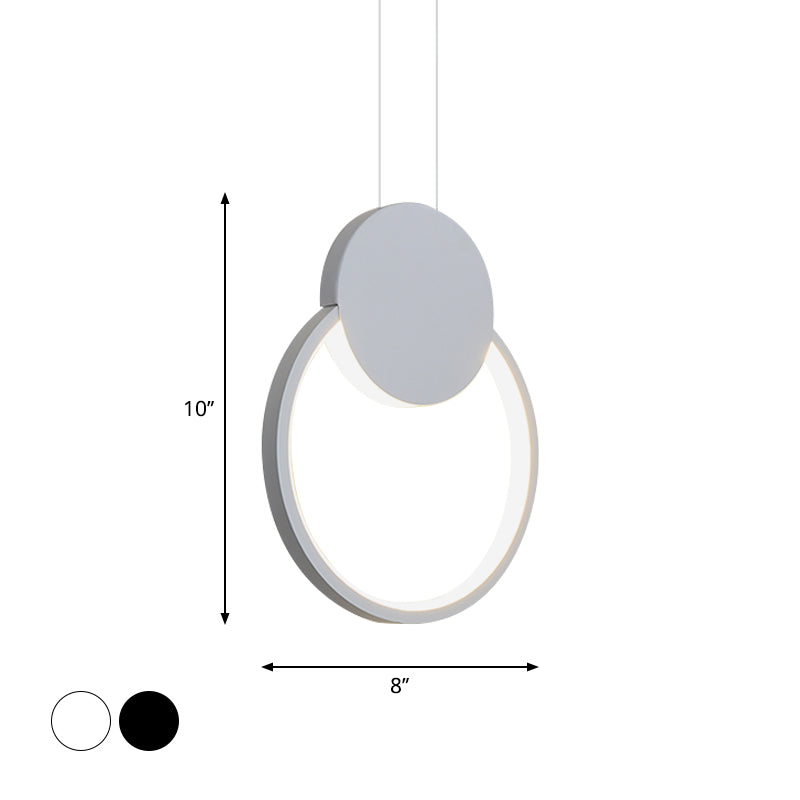 Oval/Round/Square Pendant Lighting Minimalism Acrylic Living Room LED Hanging Ceiling Light in Black/White