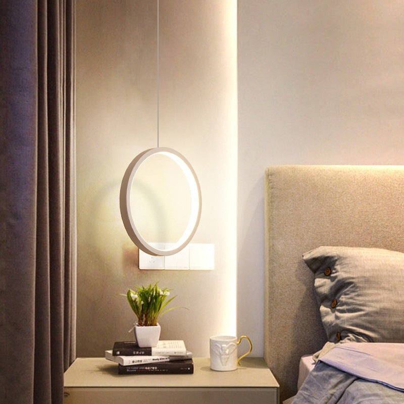 Krankenbett LED -Pendel hell Einfacher Schwarz/Weiß -Tropfen -Anhänger mit Ring-/Verriegelungsring -Acrylschatten in warmem/weißem Licht