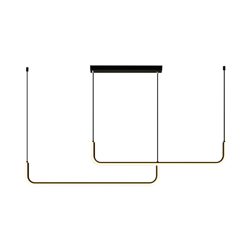 Aluminium Linear Anhängerleuchte Einfachheit Black/Gold LED Hanging Lamp über Esstisch, 39 "/59" Breite