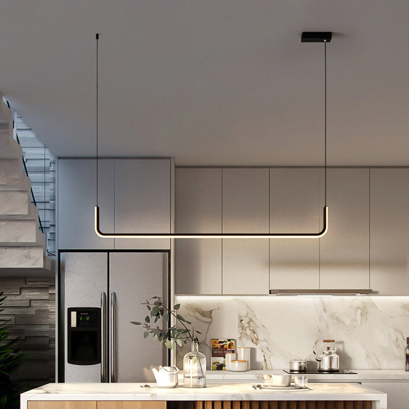 Aluminium Linear Anhängerleuchte Einfachheit Black/Gold LED Hanging Lamp über Esstisch, 39 "/59" Breite