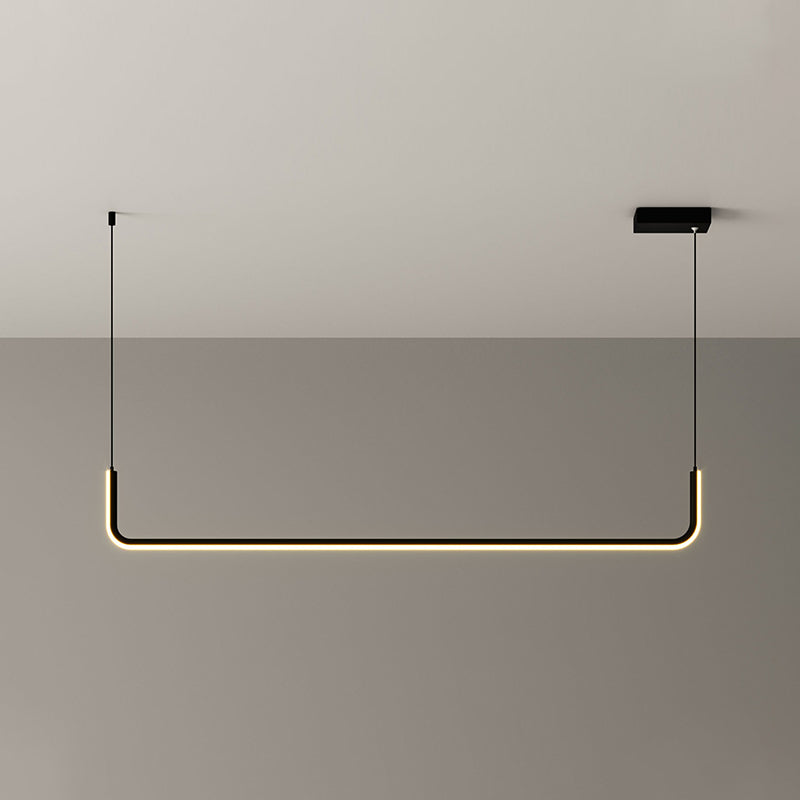 Aluminium Linear Anhängerleuchte Einfachheit Black/Gold LED Hanging Lamp über Esstisch, 39 "/59" Breite