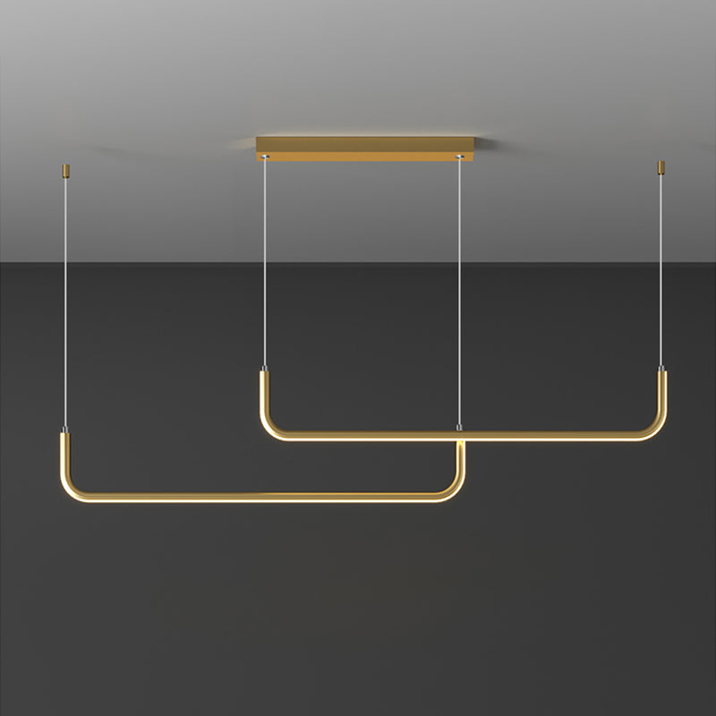 Aluminium Linear Anhängerleuchte Einfachheit Black/Gold LED Hanging Lamp über Esstisch, 39 "/59" Breite