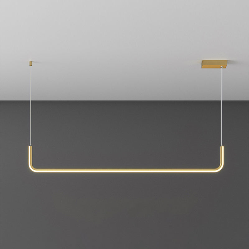 Aluminium Linear Anhängerleuchte Einfachheit Black/Gold LED Hanging Lamp über Esstisch, 39 "/59" Breite