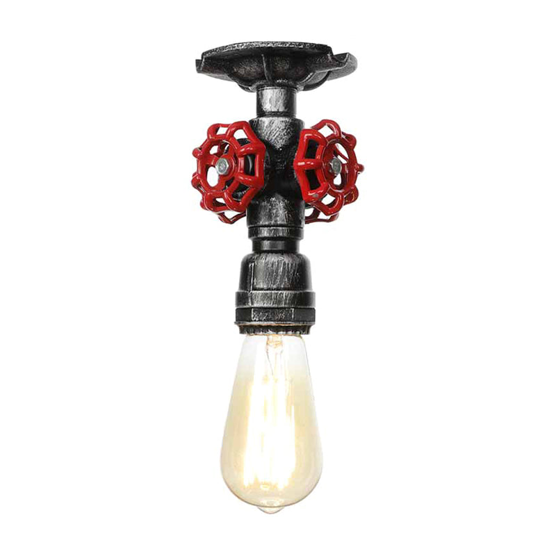 1 Light Expose Exposed Semi Flush Mount Factory Antique Bronze / Vieilled Silver / Antique Brass Metallic Plafond Light With Water Valve