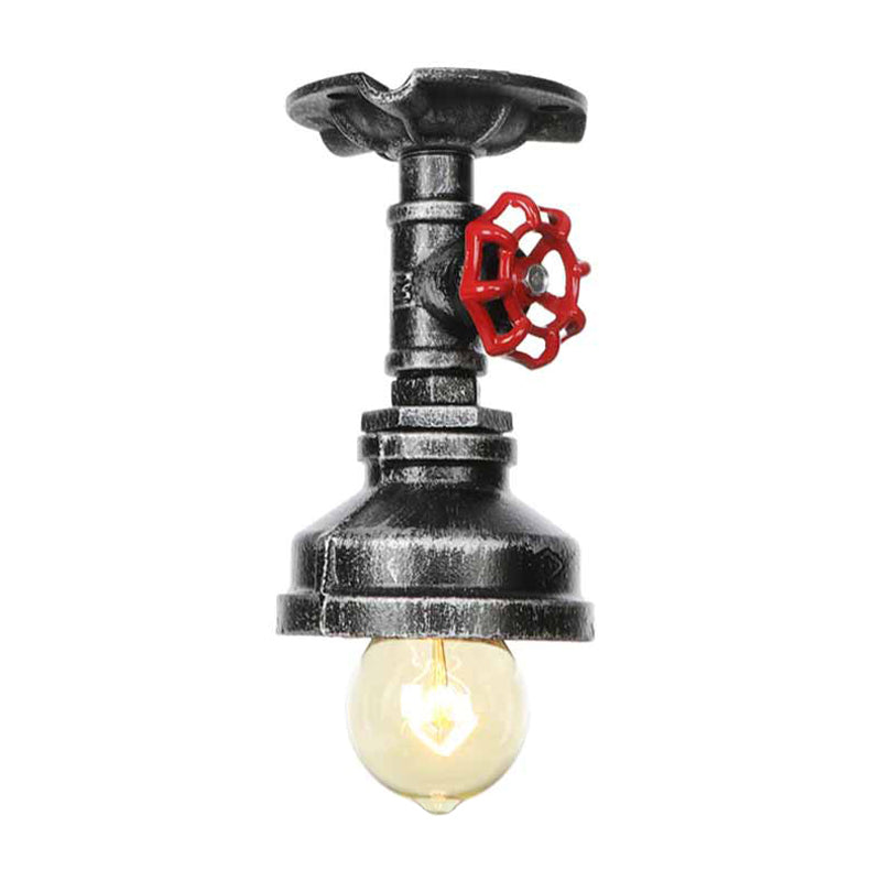 1 Light Expose Exposed Semi Flush Mount Factory Antique Bronze / Vieilled Silver / Antique Brass Metallic Plafond Light With Water Valve