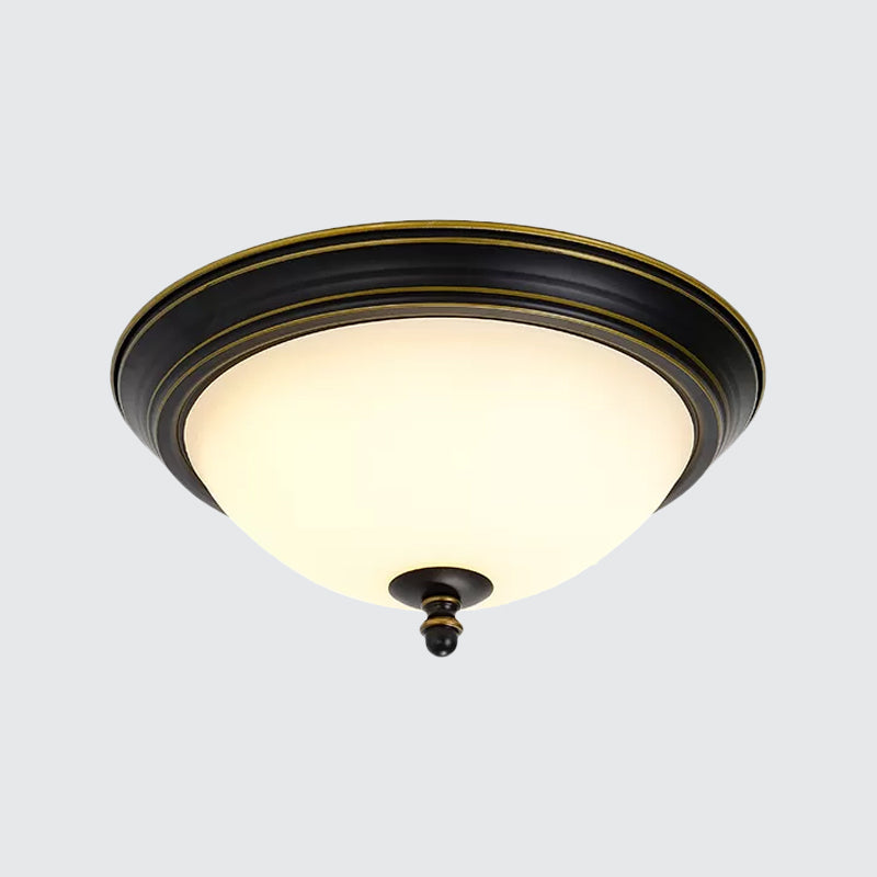 Bowl Shaped LED Ceiling Lighting Minimalist Black/Bronze/Dark Coffee Milk Glass Flush Mount Fixture, 15"/19.5" Wide