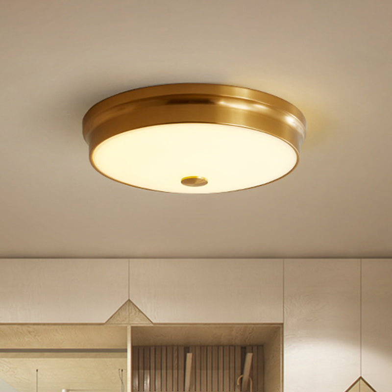 12.5"/16" Dia Antiqued Gold LED Flush Mount Simplicity White Glass Bowl/Round Ceiling Light for Bedroom