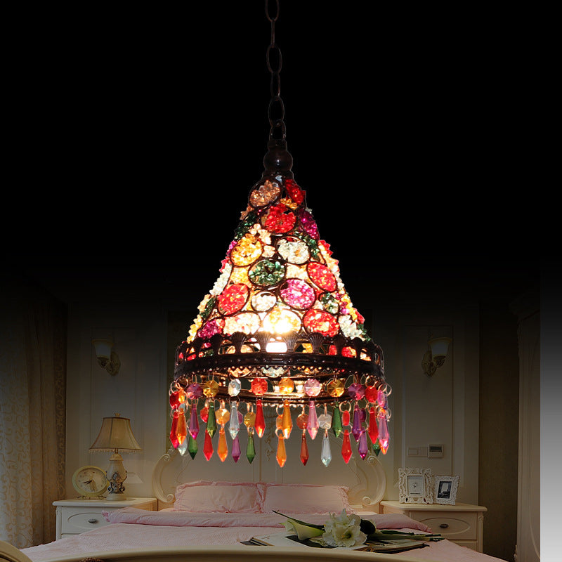 1 Plafond de tête Pendant Bohemian Chambre suspendue lampe avec cône / gyroscopieuse en cuivre en cuivre