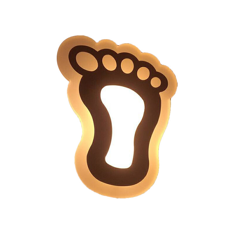 Cartoon Apple/Leaf/Cat Small Wall Light Acrylic Children Bedroom LED Flush Mount Wall Sconce in White