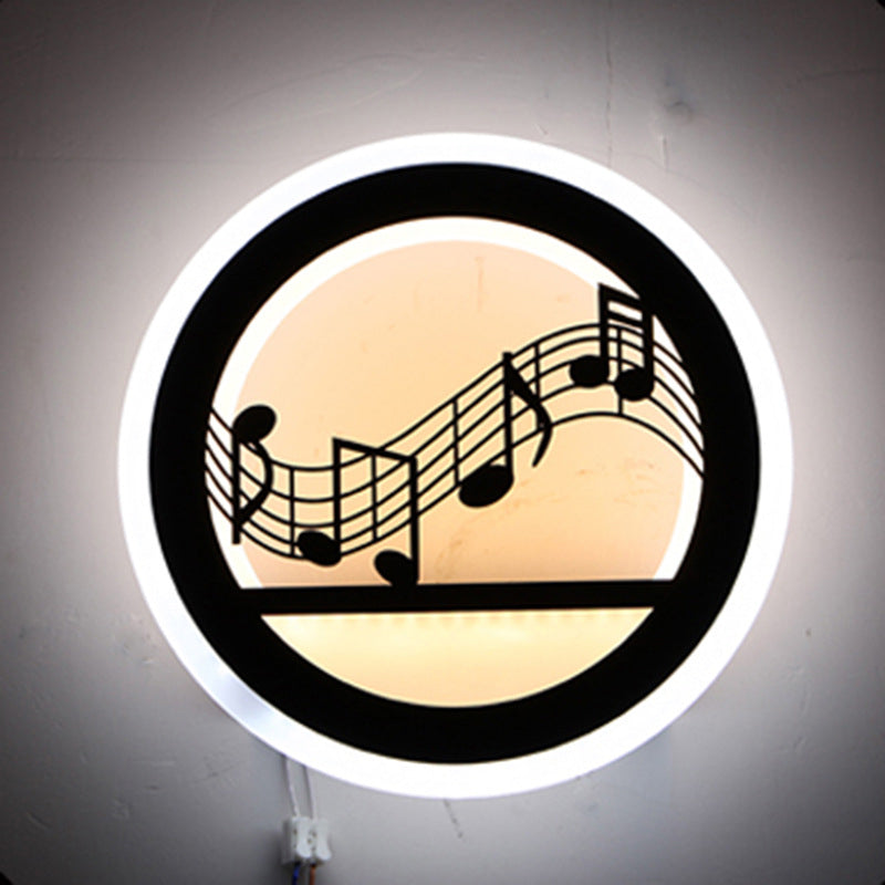 Nordic LED Wall Light Sconce Black Round/Elephant/Giraffe Ultrathin Wall Mounted Lamp with Acrylic Shade in Warm/White Light