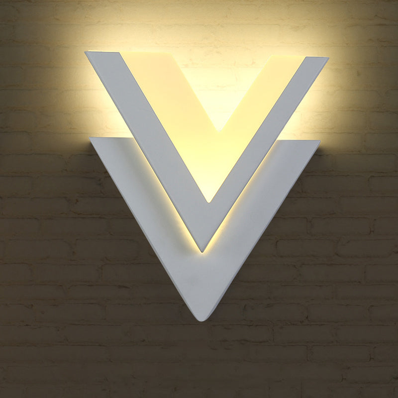 Modern Style Double-V Sconce Metallic Stairway LED Wall Mount Light Fixture in Warm/White Light