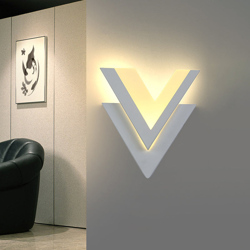 Modern Style Double-V Sconce Metallic Stairway LED Wall Mount Light Fixture in Warm/White Light