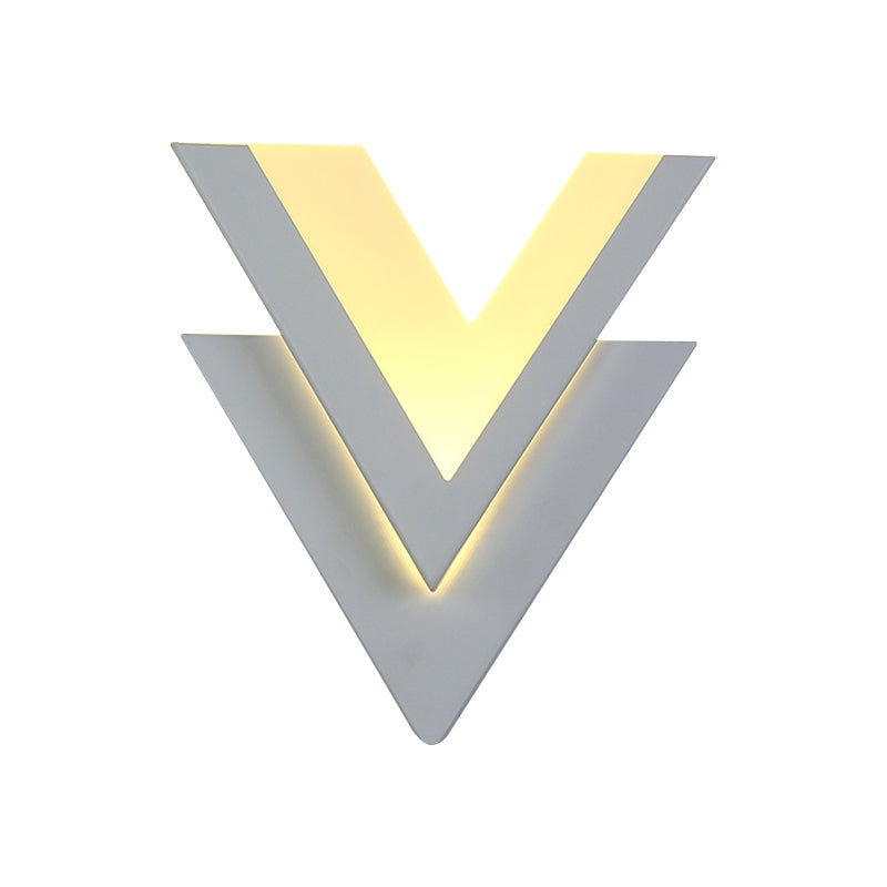 Modern Style Double-V Sconce Metallic Stairway LED Wall Mount Light Fixture in Warm/White Light