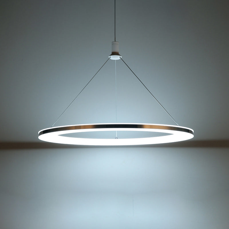 White Ring Pendant Light Fixture Simple 1/3/5-Head Acrylic Ceiling Suspension Lamp, 8"/12" Wide