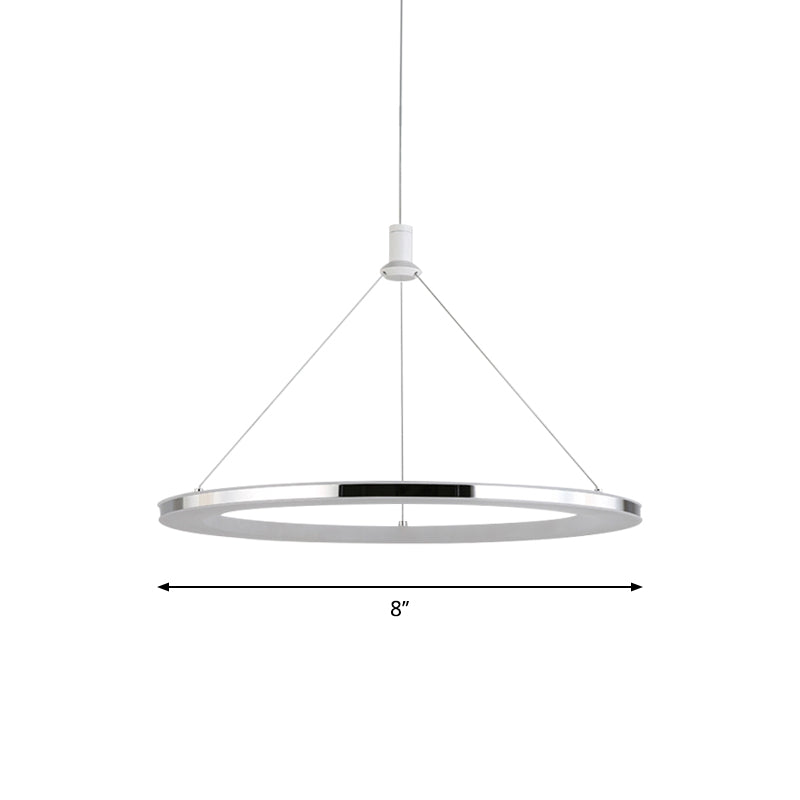White Ring Pendant Light Fixture Simple 1/3/5-Head Acrylic Ceiling Suspension Lamp, 8"/12" Wide
