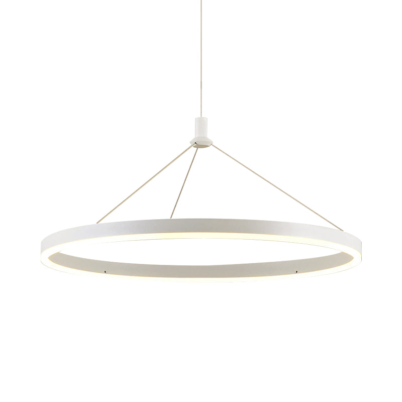 White Loop Pendant Chandelier Simplicity 12"/16"/47" Dia LED Acrylic Hanging Light Fixture with Adjustable Cord Grip