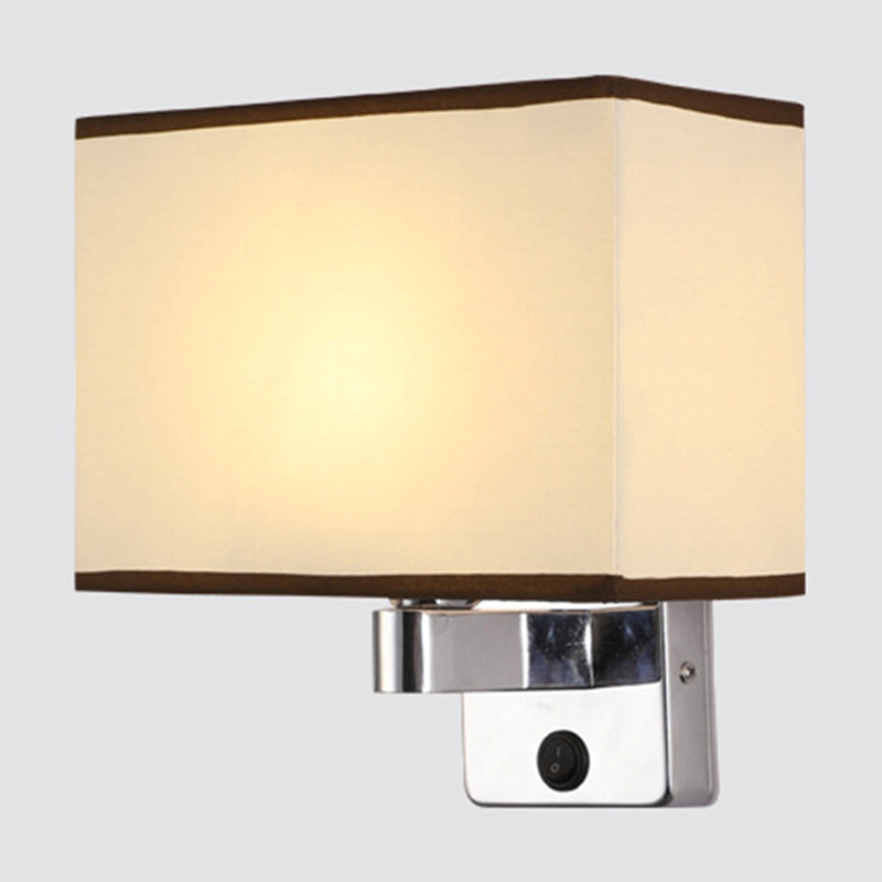 1-Licht-Schlafzimmer Wandlampe Nordic Schwarz/Weiß/Beige und Chrom Wandleuchte mit ovalem/quadratischem Stoffton