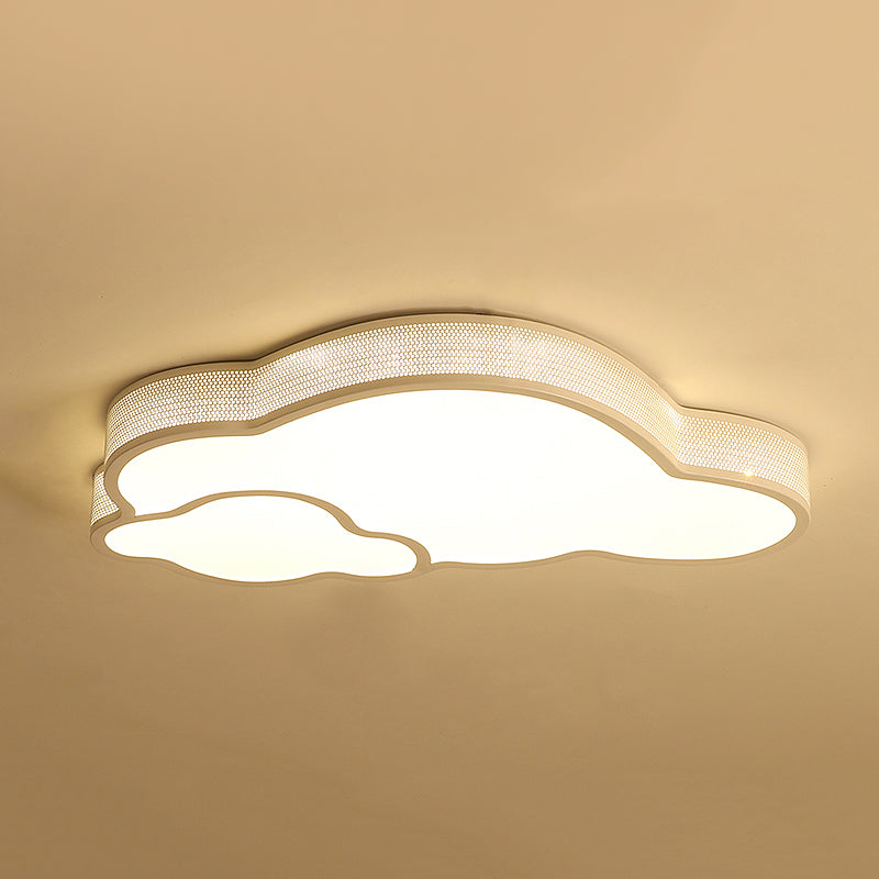 Macaron Flat Cloud Ceiling Mount Light Metal Acrylic LED Ceiling Lamp for Baby Girls Bedroom