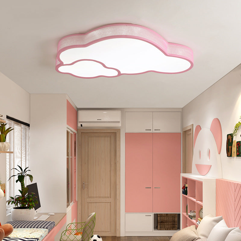 Macaron Flat Cloud Ceiling Mount Light Metal Acrylic LED Ceiling Lamp for Baby Girls Bedroom