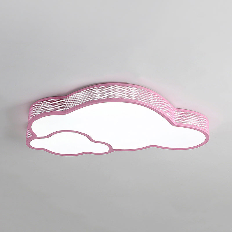 Macaron Flat Cloud Ceiling Mount Light Metal Acrylic LED Ceiling Lamp for Baby Girls Bedroom