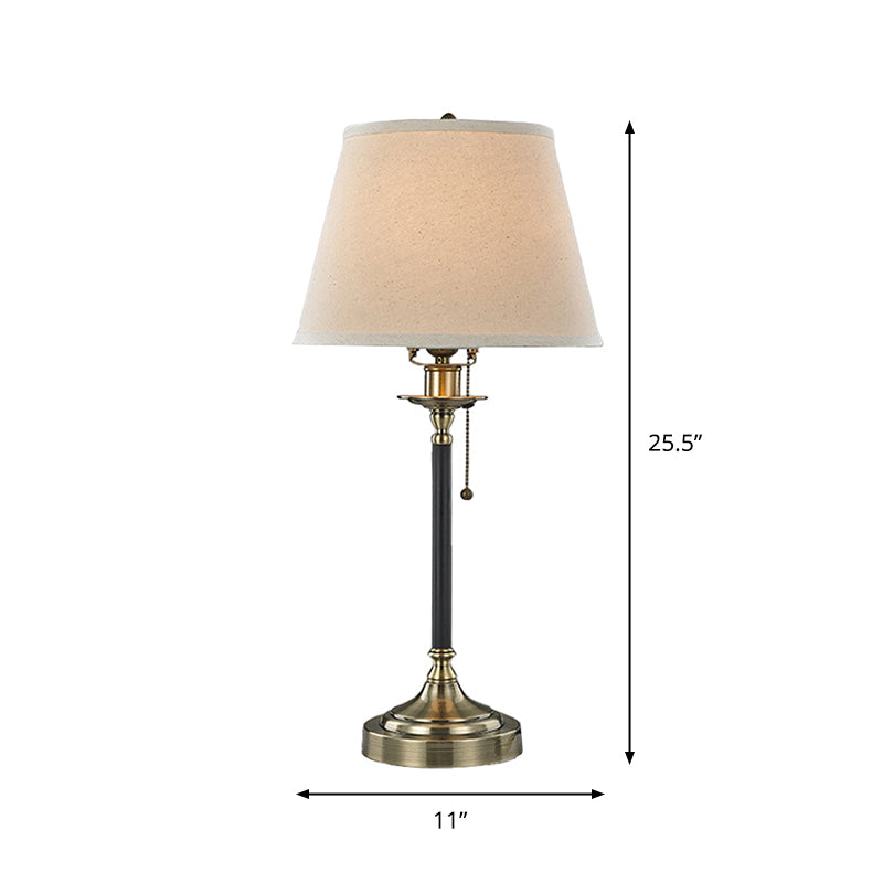 1-Bulb Esszimmertischlampe minimalistische weiße Pull-Chain-Nachtlicht mit sich verjüngter Stofffarbe