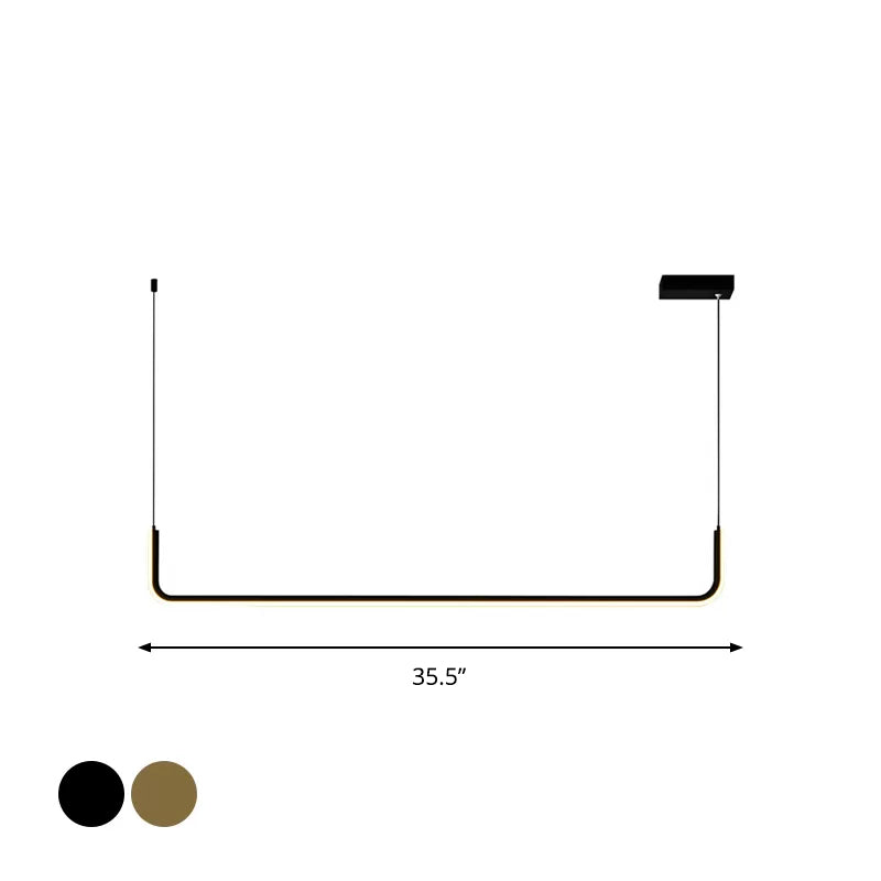 Aluminium Linear Anhängerleuchte Einfachheit Black/Gold LED Hanging Lamp über Esstisch, 39 "/59" Breite