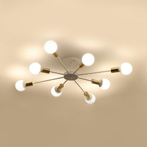 6/8/9 ampoules Spoutnik Semi encastré rétro industriel finition blanche éclairage de plafond en métal pour chambre à coucher