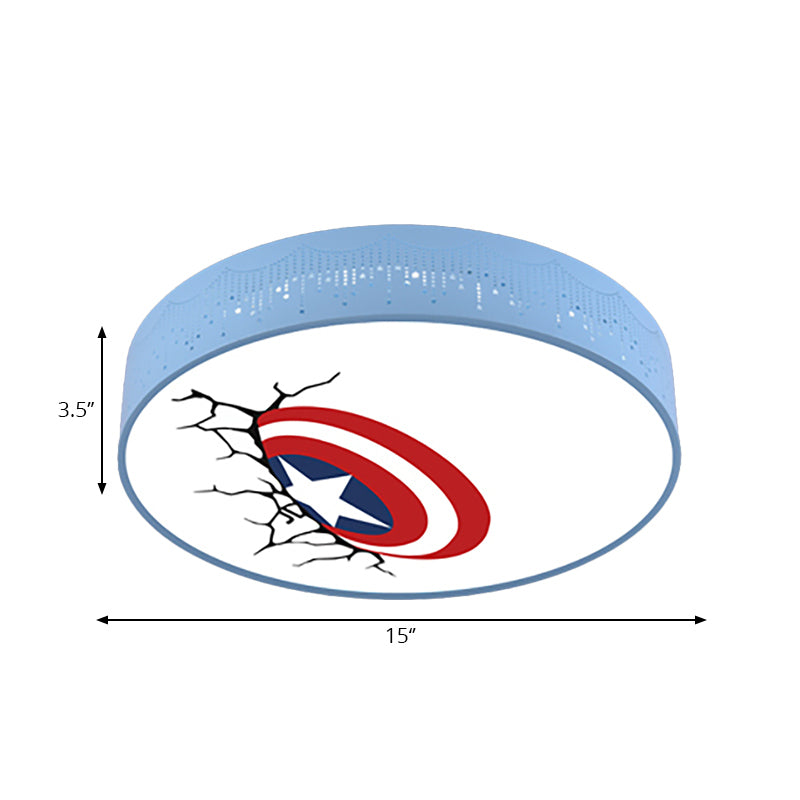 Enfants chambre à coucher bleu rond plafonnier Cartoon acrylique encastré plafonnier