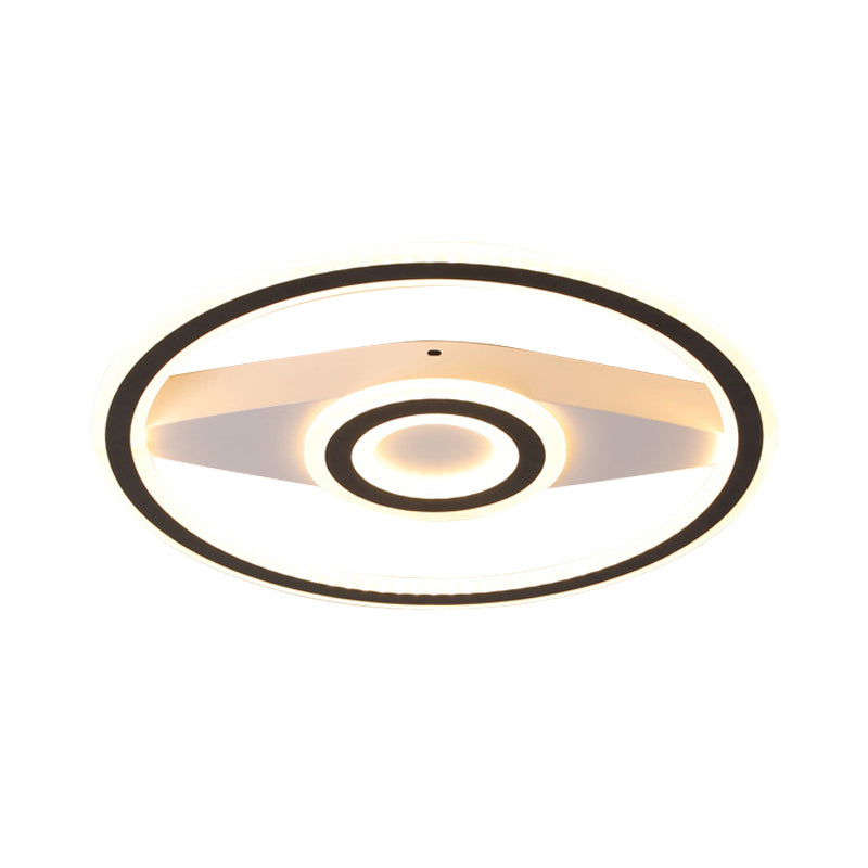 Lámpara de techo LED circular acrílica, accesorio de techo moderno que cuida los ojos en negro para sala de estar
