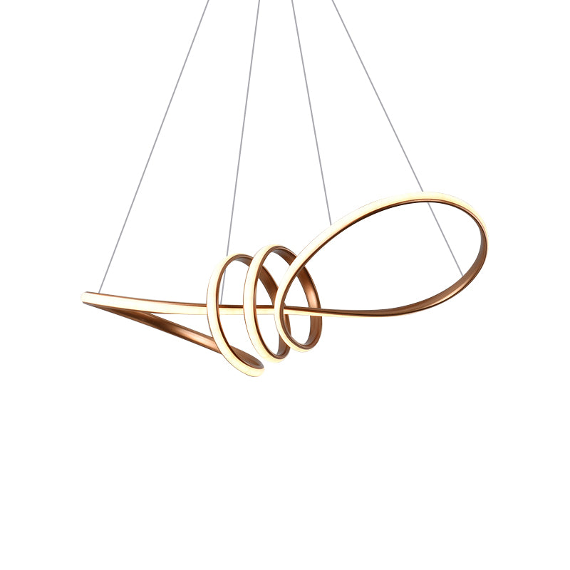 Twist Bar Sala da pranzo lampadario LED in metallo Post moderno cordino a sospensione in marrone